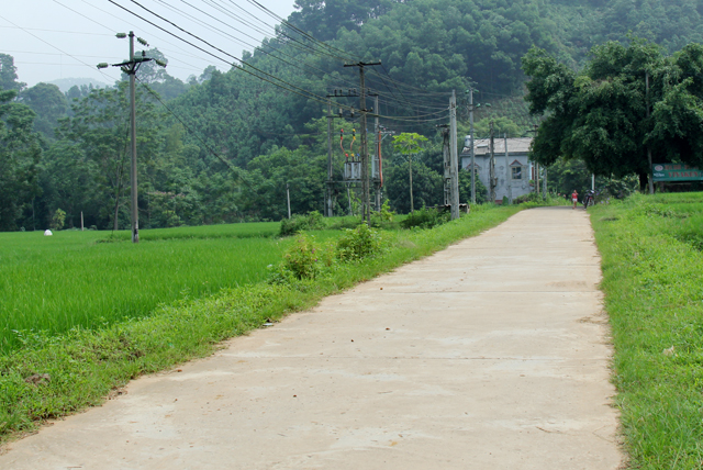 Hệ thống điện, đường giao thông nông thôn ở Hòa Cuông được nâng cấp, đáp ứng tốt nhu cầu đời sống kinh tế - xã hội của nhân dân.